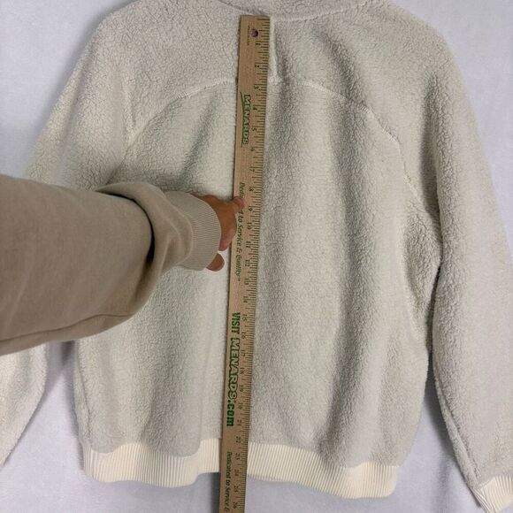 Athleta White Tugga Jacket II Sherpa Zip Up Bomber Jacket Size Medium - Picture 12 of 12